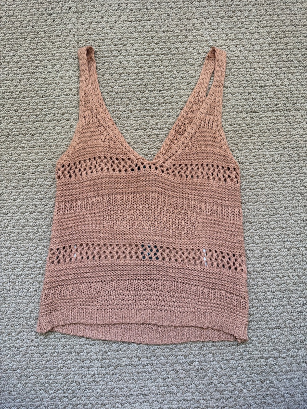 Lulus Two Sweet Light Brown Pointelle Knit Top ONLY - Size M